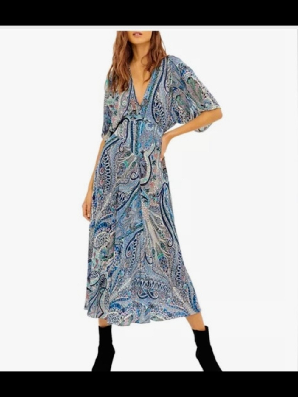 Ba&Sh Bee Blue Paisley Maxi Midi Dress Size 2/XS Women
